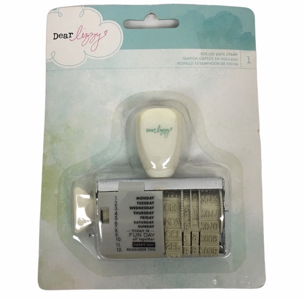 DEAR LIZZY Roller Date Stamp Phrases Scrapbooking Crafting Bujo Journaling NWT